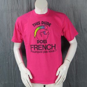 Vintage Graphic T-shirt - This Dude Does French Punk Graphic - Men's Large